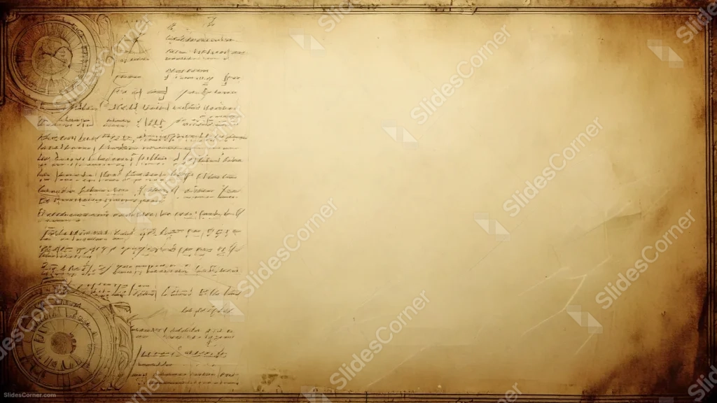 Vintage History Background For PowerPoint With A Handwritten Manuscript