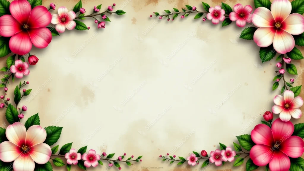 Floral Vintage Background For PowerPoint With A Continuous Garland