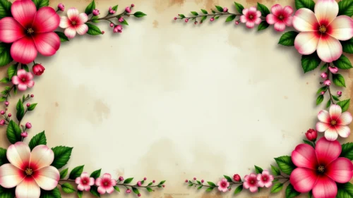 Floral Vintage Background For PowerPoint With A Continuous Garland Floral Vintage Background For PowerPoint With A Continuous Garland