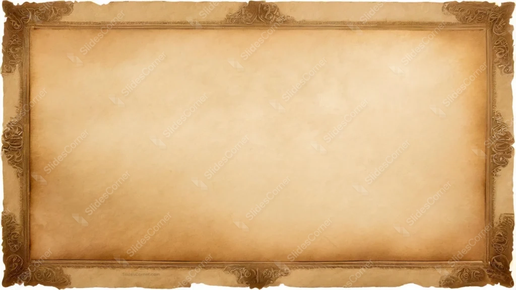 Vintage Parchment Background For PowerPoint With a Carved Frame Border