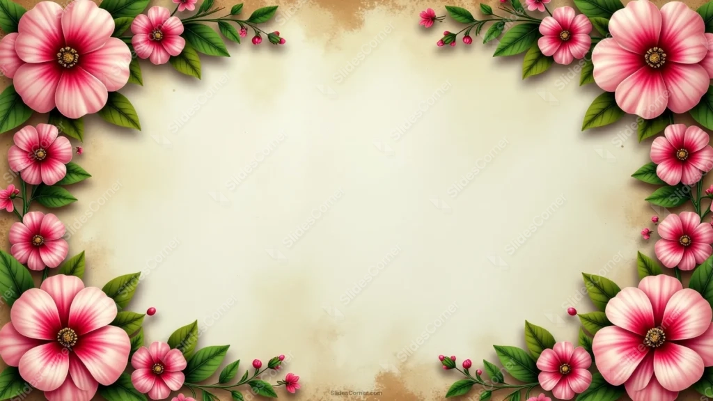 Vintage Floral Background For PPT With Independent Corner Blooms Vintage Floral Background For PPT With Independent Corner Blooms