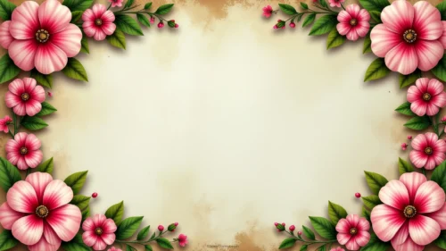 Vintage Floral Background For PPT With Independent Corner Blooms Vintage Floral Background For PPT With Independent Corner Blooms
