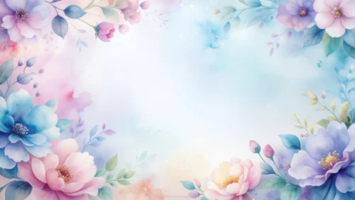 Watercolor Floral PowerPoint Background with Pastel Frame Watercolor Floral PowerPoint Background with Pastel Frame