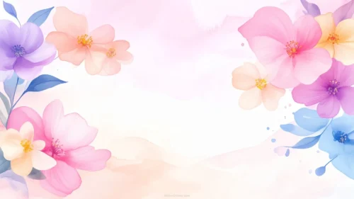 Watercolor Floral Background For Google Slides With Pink and Purple Blooms Watercolor Floral Background For Google Slides With Pink and Purple Blooms