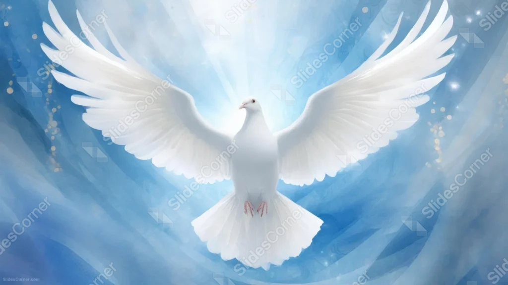 Dove Peace Background For PowerPoint With Glowing Wings Spread