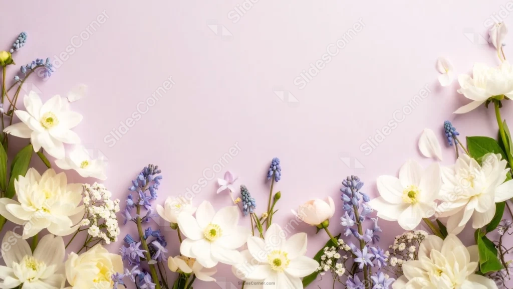 Elegant Floral Background For Google Slides With Blue Hyacinth Sprigs Elegant Floral Background For Google Slides With Blue Hyacinth Sprigs