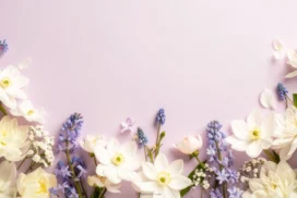 Elegant Floral Background For Google Slides With Blue Hyacinth Sprigs