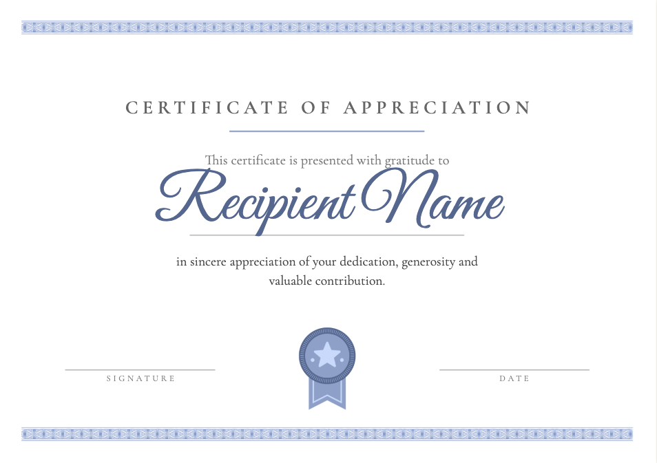 Free Printable Medical Certificate of Appreciation Template