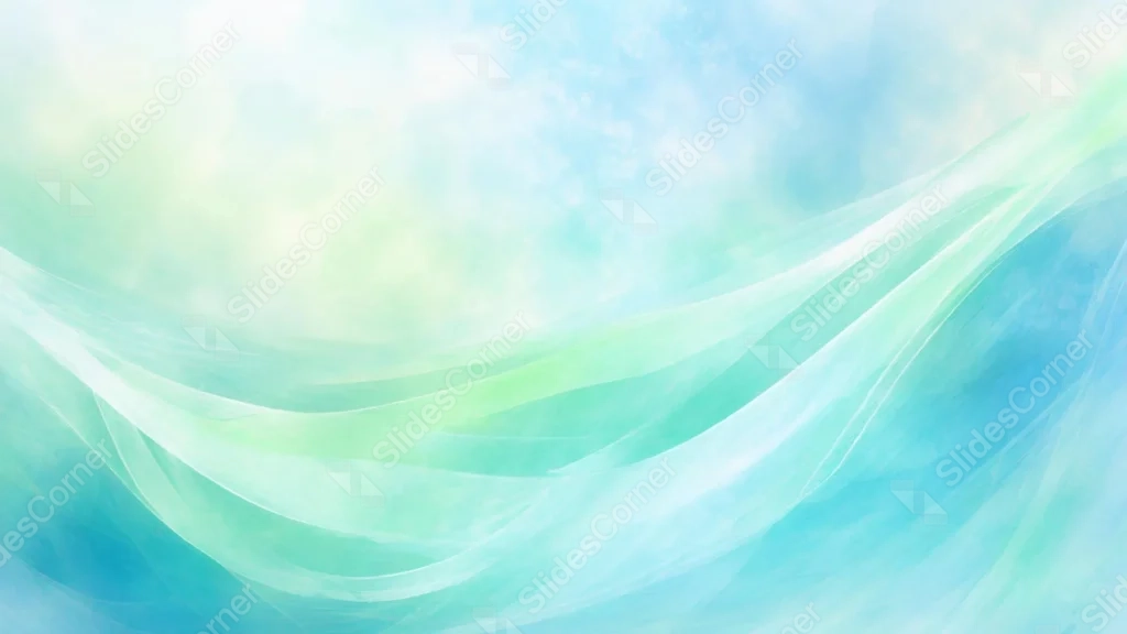 Aesthetic Pastel Background For Google Slides With Mint Green Silk Waves