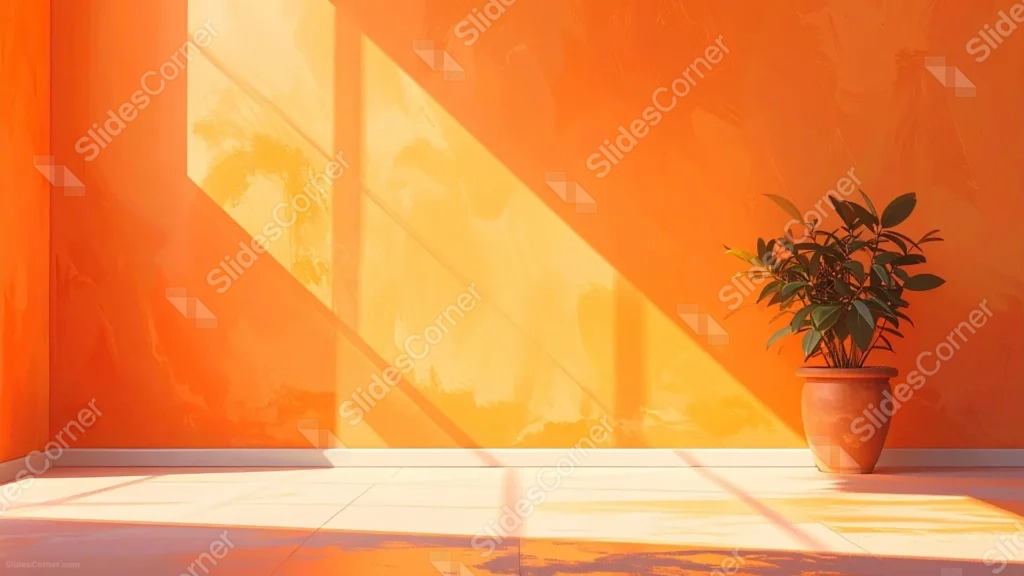 Aesthetic Orange Background For PowerPoint With Sunlit Terracotta Walls