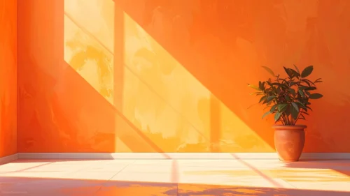 Aesthetic Orange Background For PowerPoint With Sunlit Terracotta Walls