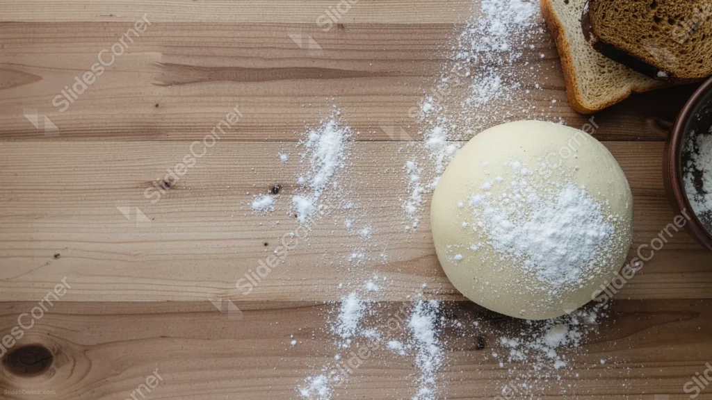 Baking Background For PowerPoint With A Flour-Dusted Dough Ball Baking Background For PowerPoint With A Flour-Dusted Dough Ball