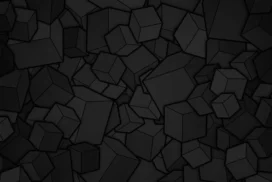 Black 3D Cubes Background For PowerPoint With Fractured Shapes