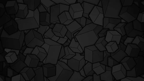 Black 3D Cubes Background For PowerPoint With Fractured Shapes