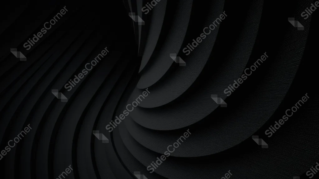 Black Abstract Background For PowerPoint With 3D Curves
