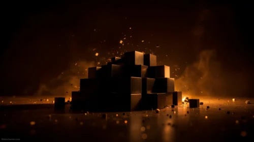 Black Gold Background For PowerPoint With Stacked 3D Cubes Black Gold Background For PowerPoint With Stacked 3D Cubes