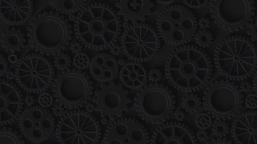 Black Gears Background For PowerPoint With Mechanical Teeth Black Gears Background For PowerPoint With Mechanical Teeth
