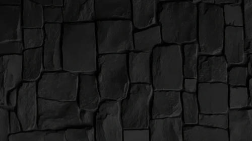 Black rough-cut stone wall block texture background for PowerPoint
