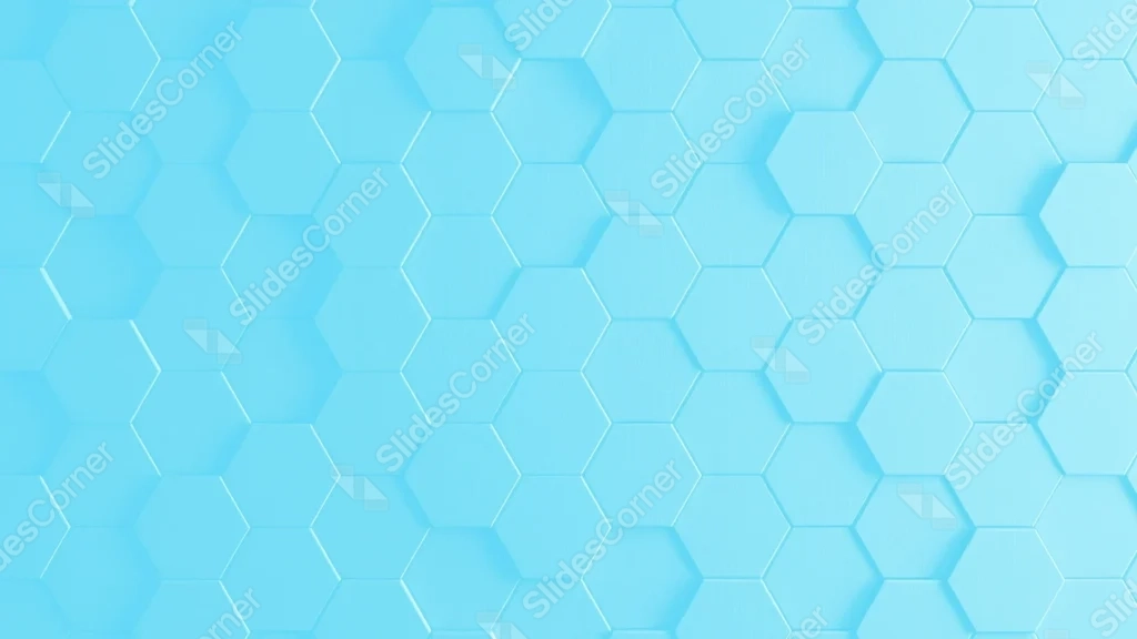 Blue Hexagon Background For PowerPoint With Embossed 3D Tiles