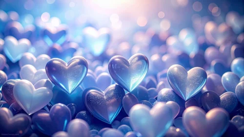 Blue Hearts Background For PowerPoint With A Glossy Icy Heart Field Blue Hearts Background For PowerPoint With A Glossy Icy Heart Field