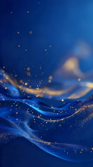 Elegant Blue Gold Silk Wave Wallpaper for Phone – Free 1080×1920 Download
