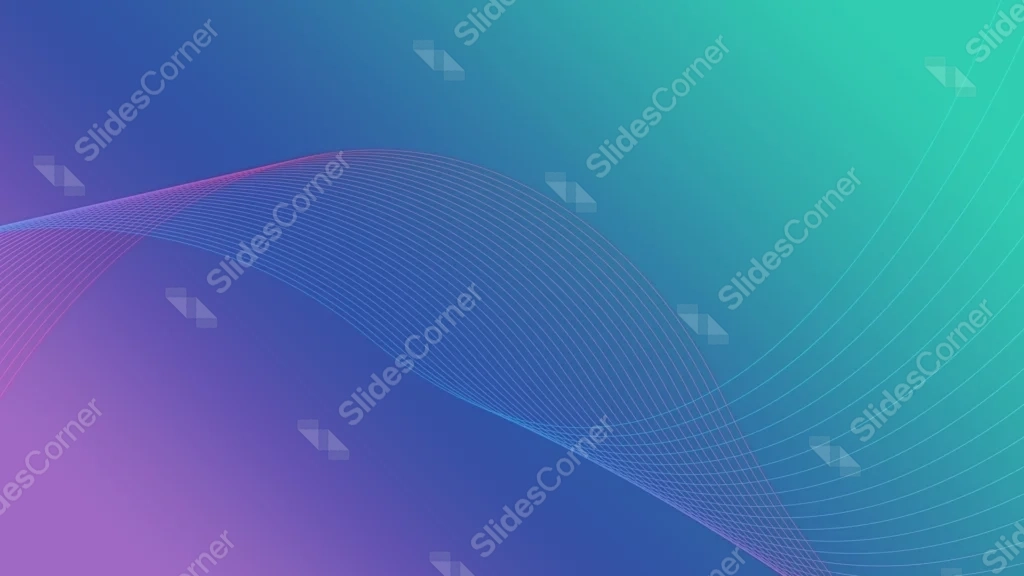 Blue Green Background For PowerPoint With Wave Frequency Lines