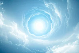 Blue Sky Background For PowerPoint With A Swirling Cloud Vortex