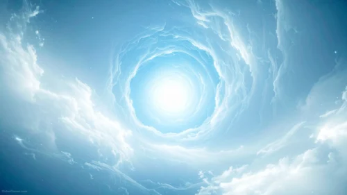 Blue Sky Background For PowerPoint With A Swirling Cloud Vortex Blue Sky Background For PowerPoint With A Swirling Cloud Vortex