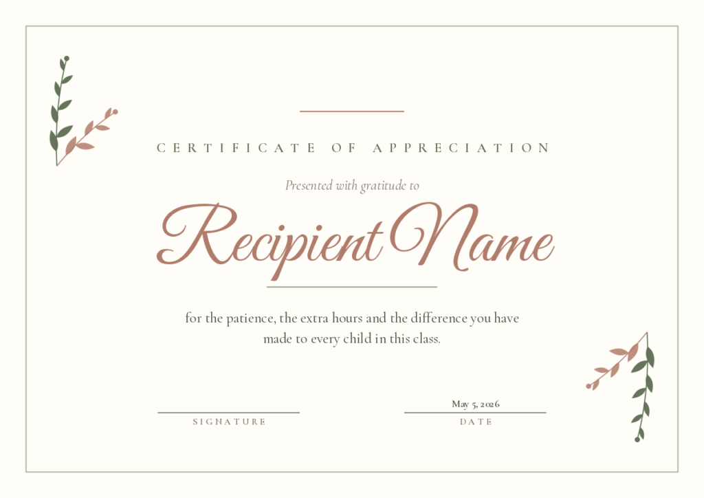 Free Printable Teacher Appreciation Certificate Template