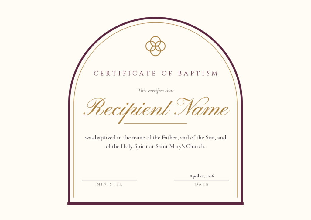 Free Printable Certificate of Baptism Template