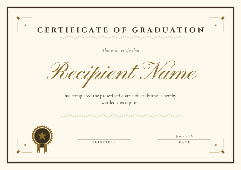 Free Printable Graduation Certificate Template