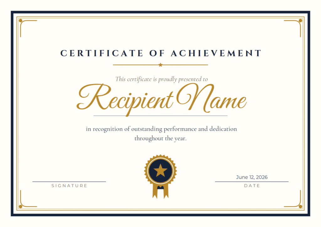 Free Printable Certificate of Achievement Template