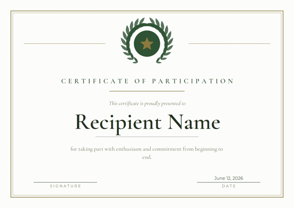 Free Printable Certificate of Participation Template