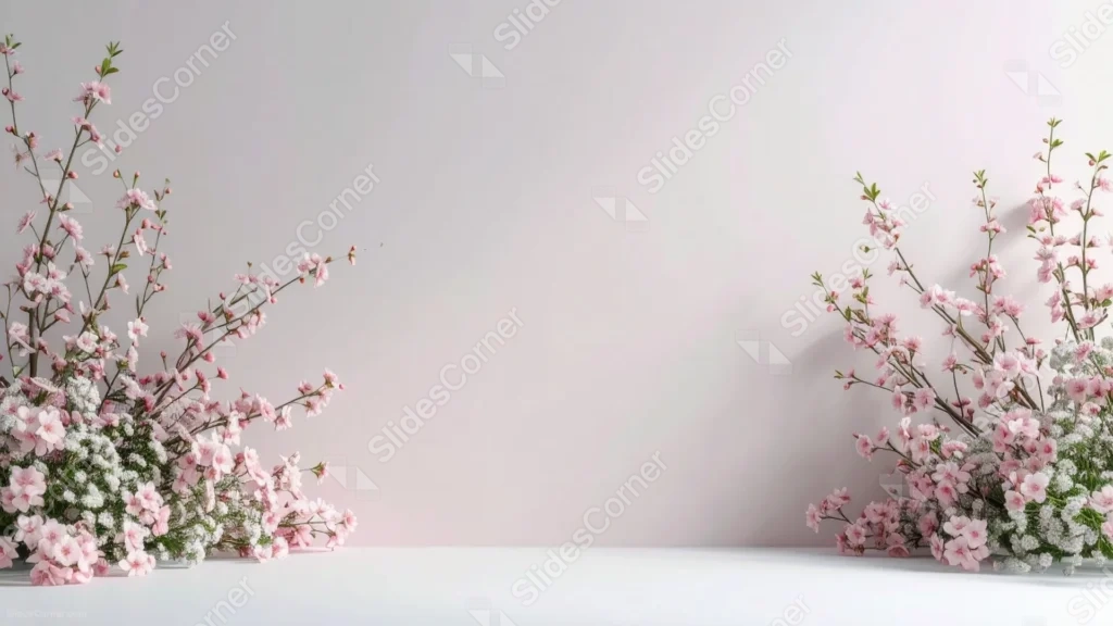 Spring Flowers Background For PowerPoint With Cherry Blossom Branches Spring Flowers Background For PowerPoint With Cherry Blossom Branches