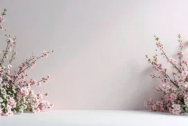 Spring Flowers Background For PowerPoint With Cherry Blossom Branches