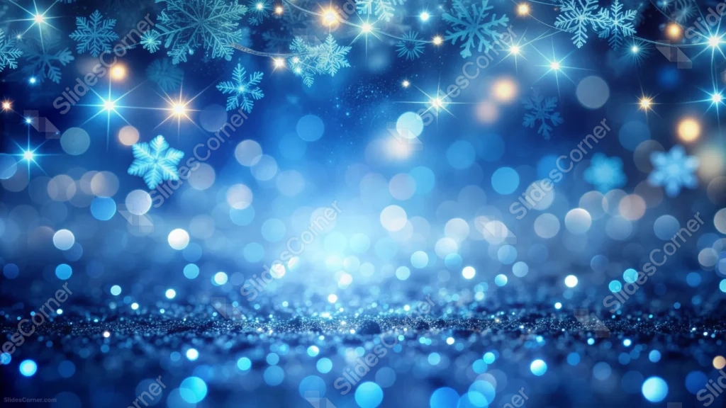 Snow Background For PowerPoint With A Glittering Ground And Star Garland
