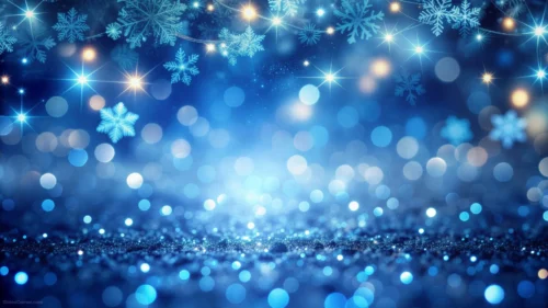 Snow Background For PowerPoint With A Glittering Ground And Star Garland