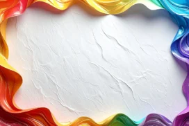 Colorful Frame Background For PowerPoint With A Glossy Rainbow Ribbon