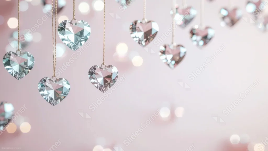 Valentine Hearts Background For PowerPoint With Clear Diamond-Cut Crystals Valentine Hearts Background For PowerPoint With Clear Diamond-Cut Crystals