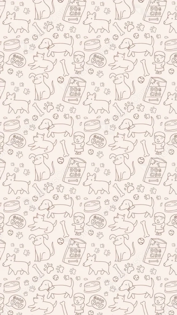 Cute Doodle Dog Pattern Wallpaper for Phone – Free 1080×1920 Download