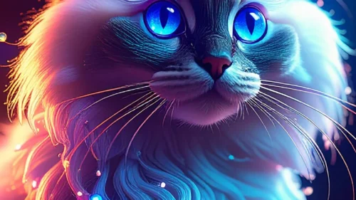 Magical Neon Cat with Butterfly Wings Wallpaper – Free 1080×1920 Download