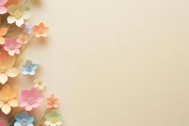 Cute Floral Background For PowerPoint With 3D Paper Cut Flowers
