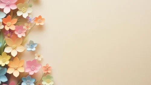 Cute Floral Background For PowerPoint With 3D Paper Cut Flowers Cute Floral Background For PowerPoint With 3D Paper Cut Flowers