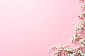 Cute Pink Background For PowerPoint With A Baby’s Breath Side Border