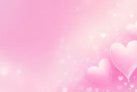 Cute Heart Background For PowerPoint With Glossy 3D Hearts And Bokeh