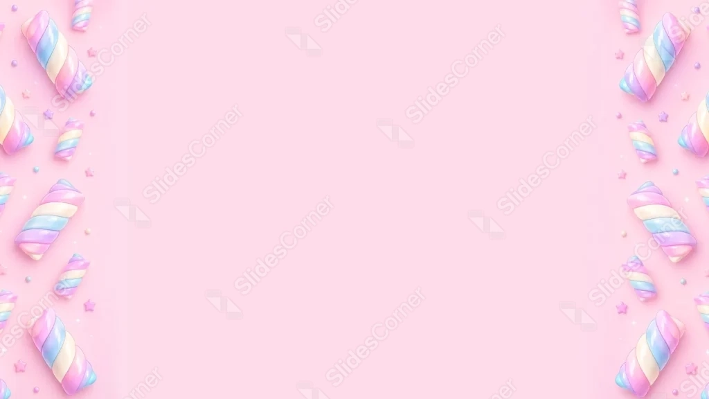 Cute Pink Background For PowerPoint With Marshmallow Candy Sides