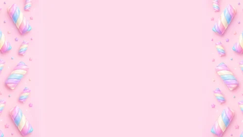 Cute Pink Background For PowerPoint With Marshmallow Candy Sides Cute Pink Background For PowerPoint With Marshmallow Candy Sides