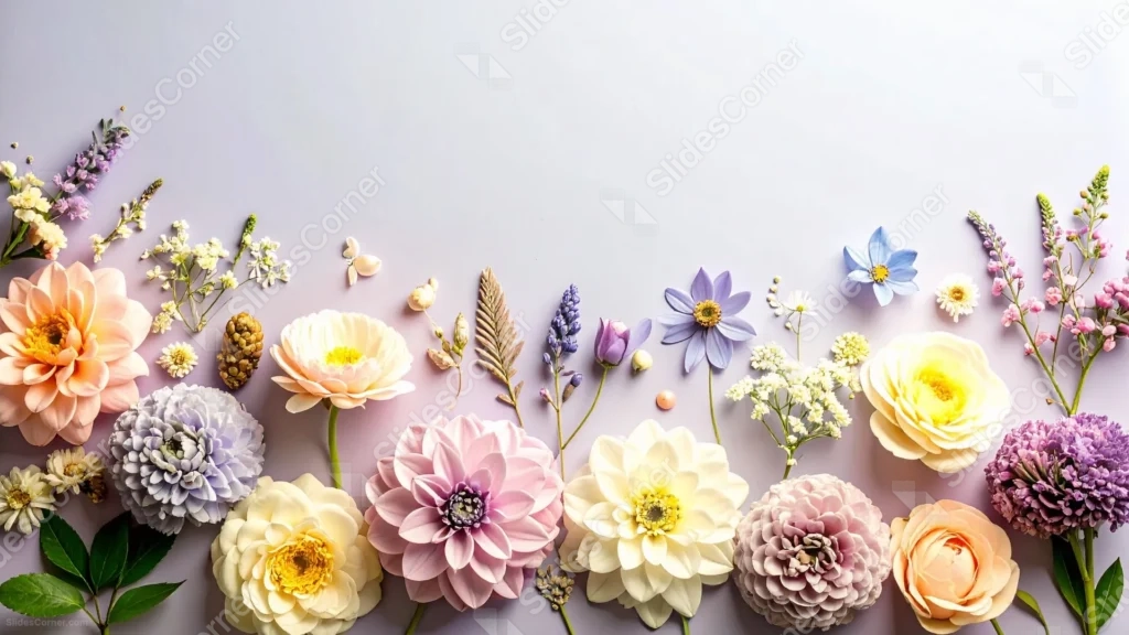 Floral Background For PowerPoint With A Pastel Dahlia Border Floral Background For PowerPoint With A Pastel Dahlia Border