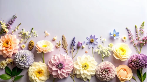 Floral Background For PowerPoint With A Pastel Dahlia Border