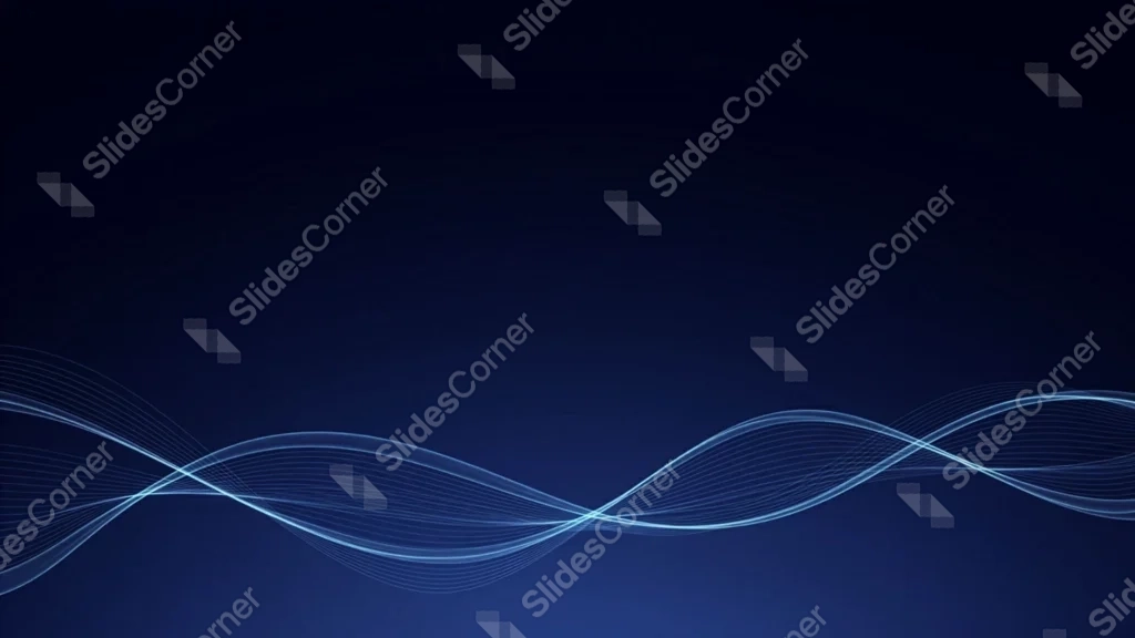 Dark Blue Background For PowerPoint With Woven Glowing Wave Lines